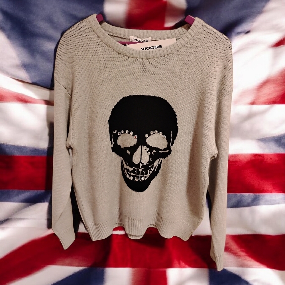 Vigoss Gray Skull Sweater
